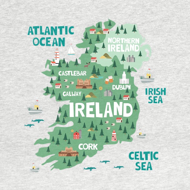 Ireland Illustrated Map by JunkyDotCom